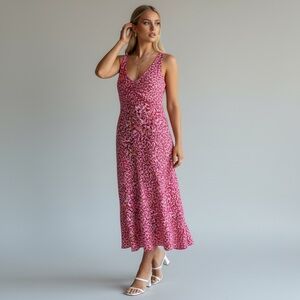 R&K Sleeveless Pink Floral Pull Over Midi Slip Dress